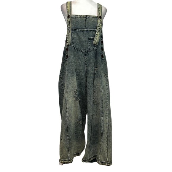 easel Jeans Nwt Easel Los Angeles Vintage Washed Denim Overalls